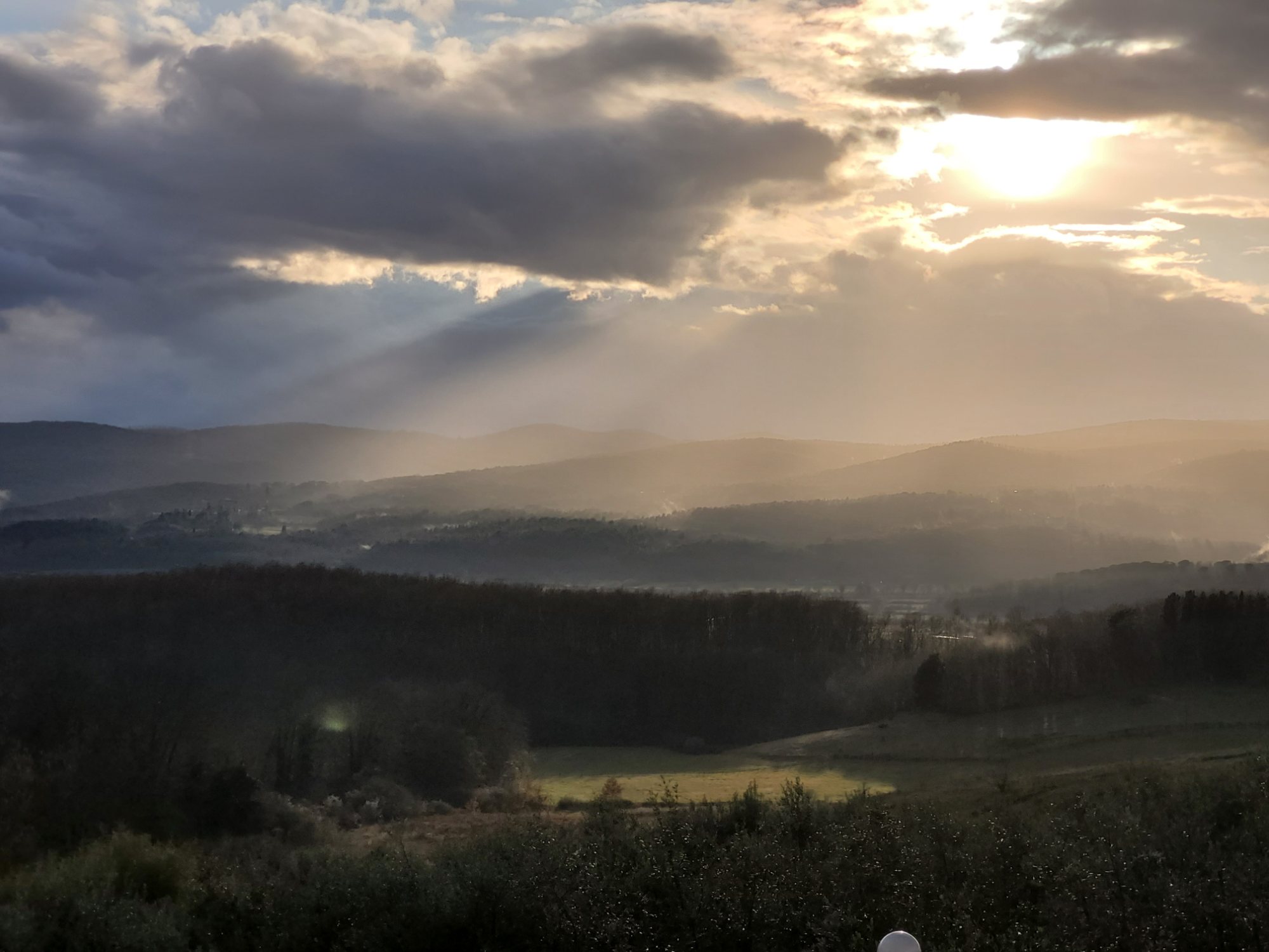 Sunlight over the Tuscan hills at La Gavina
